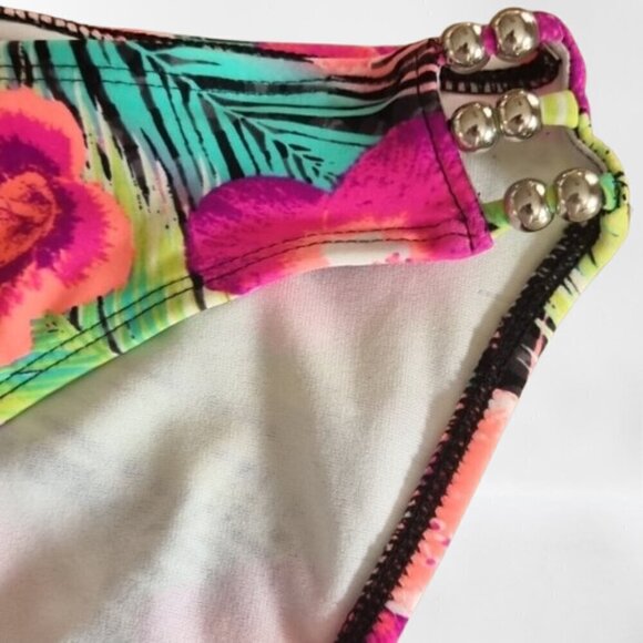 OP Ocean Pacific Beach Vacay new bright floral bikini Y2k Sz L - Picture 5 of 6